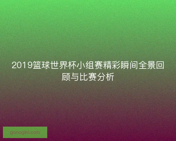 2019篮球世界杯小组赛精彩瞬间全景回顾与比赛分析